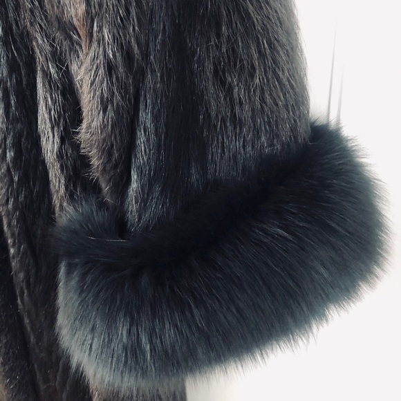 Real Long, extraordinary, fur fox and nutria coat, Size L , like new - Picture 10 of 14